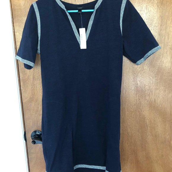 J. Crew Dresses & Skirts - Adorable J CREW Navy dress or coverup, piping, size small, NWT!